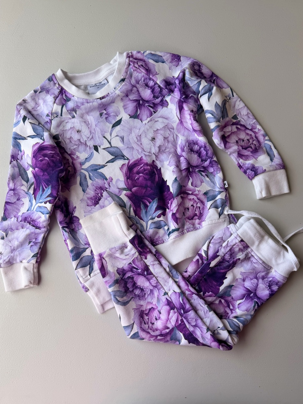 Girls' Purple Floral Jogger Set